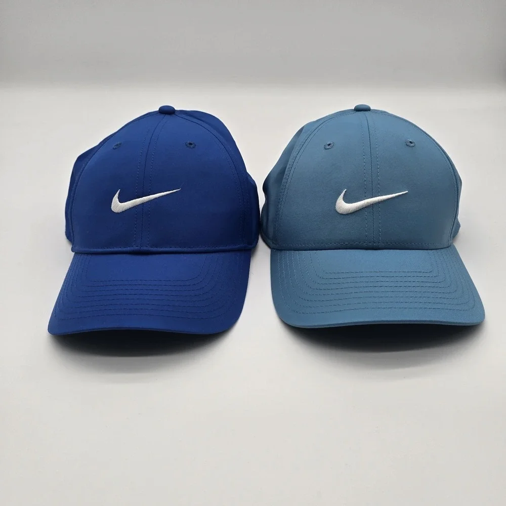 Lot of two (2) Nike Golf Legacy91 Dri-Fit Strapback Hat Royal Blue Navy Blue EUC